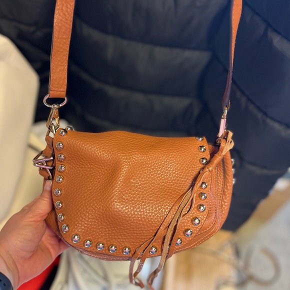 Rebecca Minkoff Cognac Studded Saddle Crossbody - Picture 1 of 4